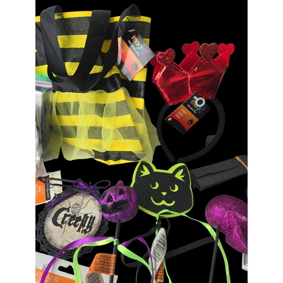 Lot of New Halloween Decor Craft Baking Pumpkin Skull Eyes Headbands Treat Bag - Picture 8 of 14